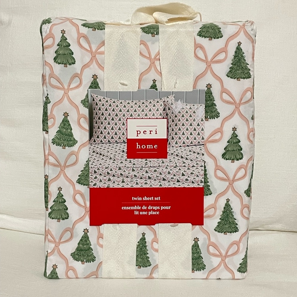 Peri Home Christmas Tree Twin Sheet Set NWT